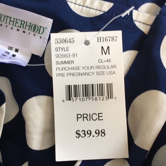 Motherhood Maternity Dress Polka Dot Blue White M - Picture 6 of 6